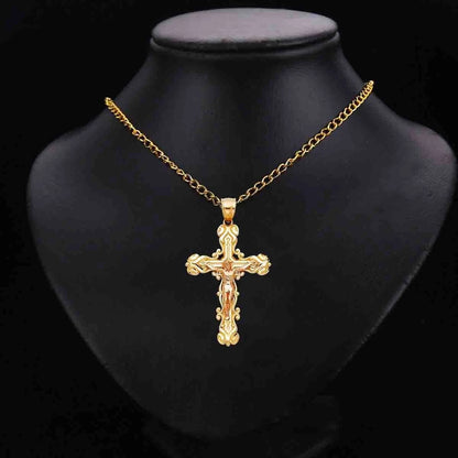 14K Two-Tone Gold Christian Crucifix Cross Pendant