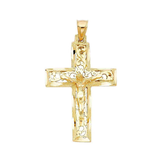 14K Yellow Gold Religious Crucifix Cross Charm Pendant