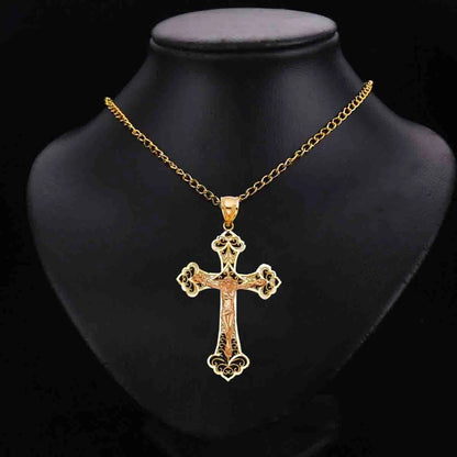 14K Gold Two-Tone Religious Catholic Crucifix Charm Pendant