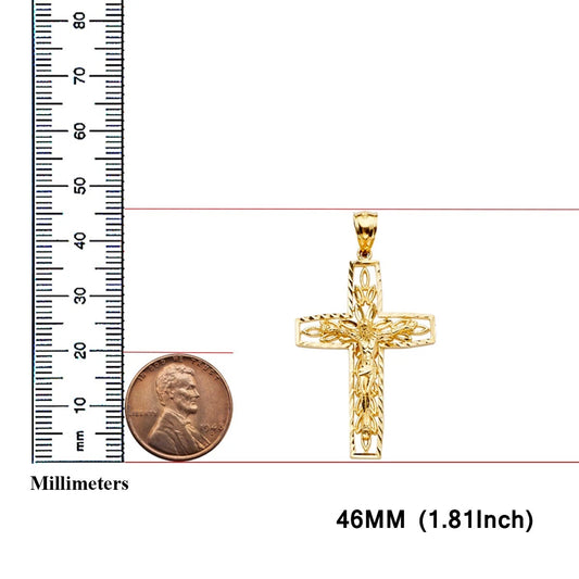 14K Gold Yellow Religious Crucifix Cross Charm Pendant