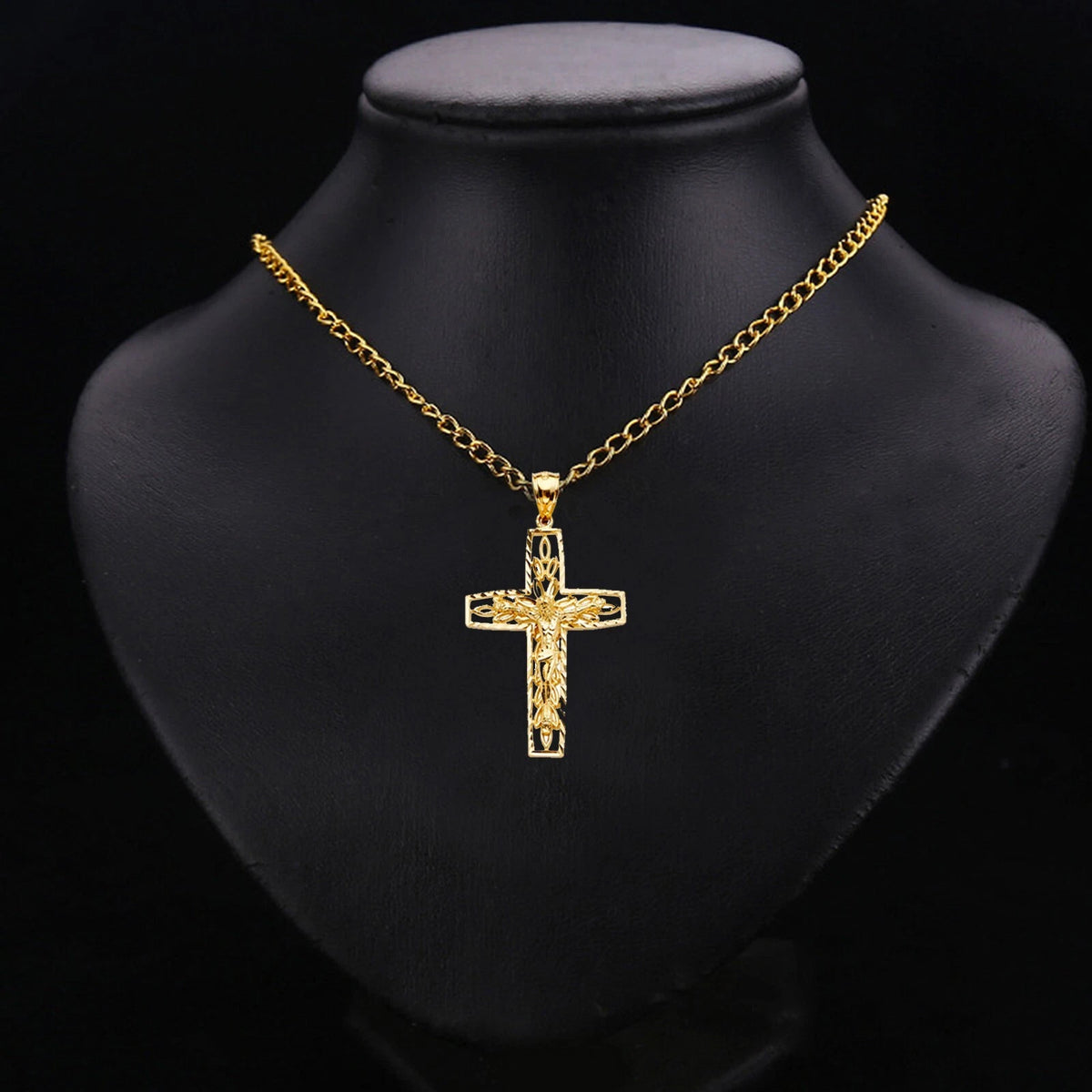 14K Gold Yellow Religious Crucifix Cross Charm Pendant