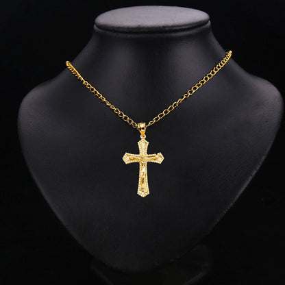 14K Yellow Gold Crucifix Cross Religious Pendant for Men & Women