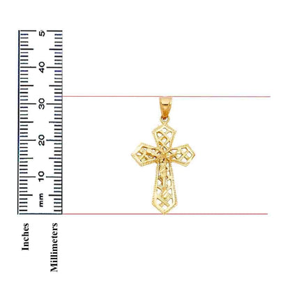 14K Yellow Gold Crucifix Cross Religious Pendant For Necklace or Chain