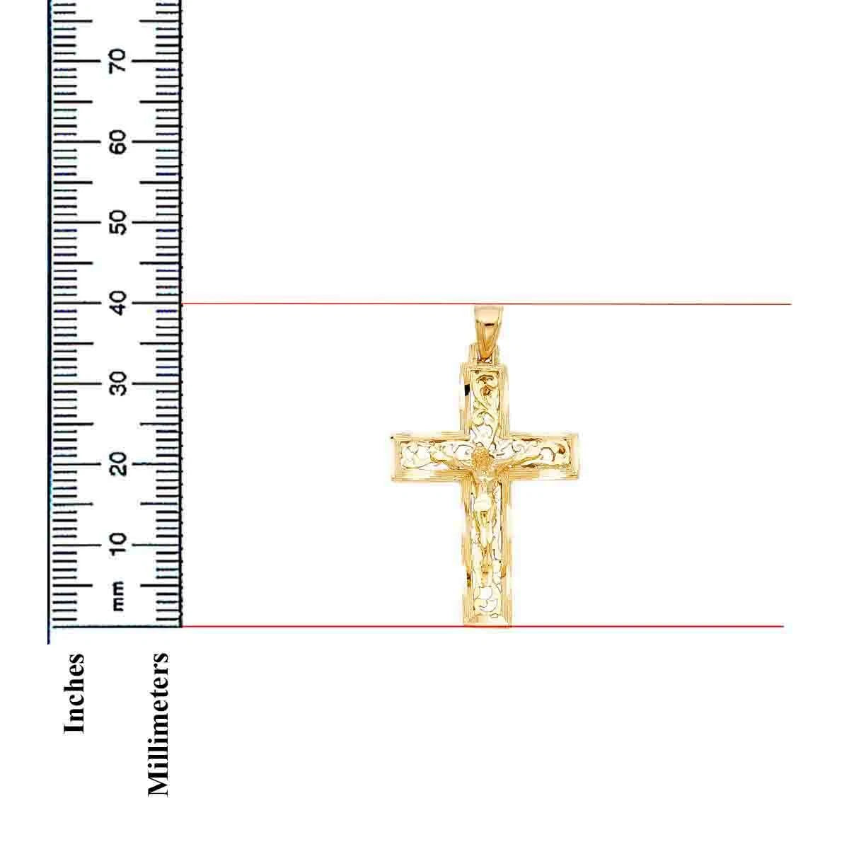 14K Yellow Gold Religious Crucifix Cross Charm Pendant