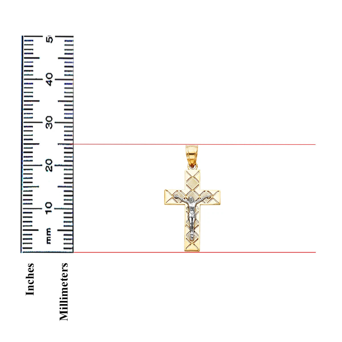 14K Two-Tone Gold Jesus Crucifix Religious Cross Charm Pendant